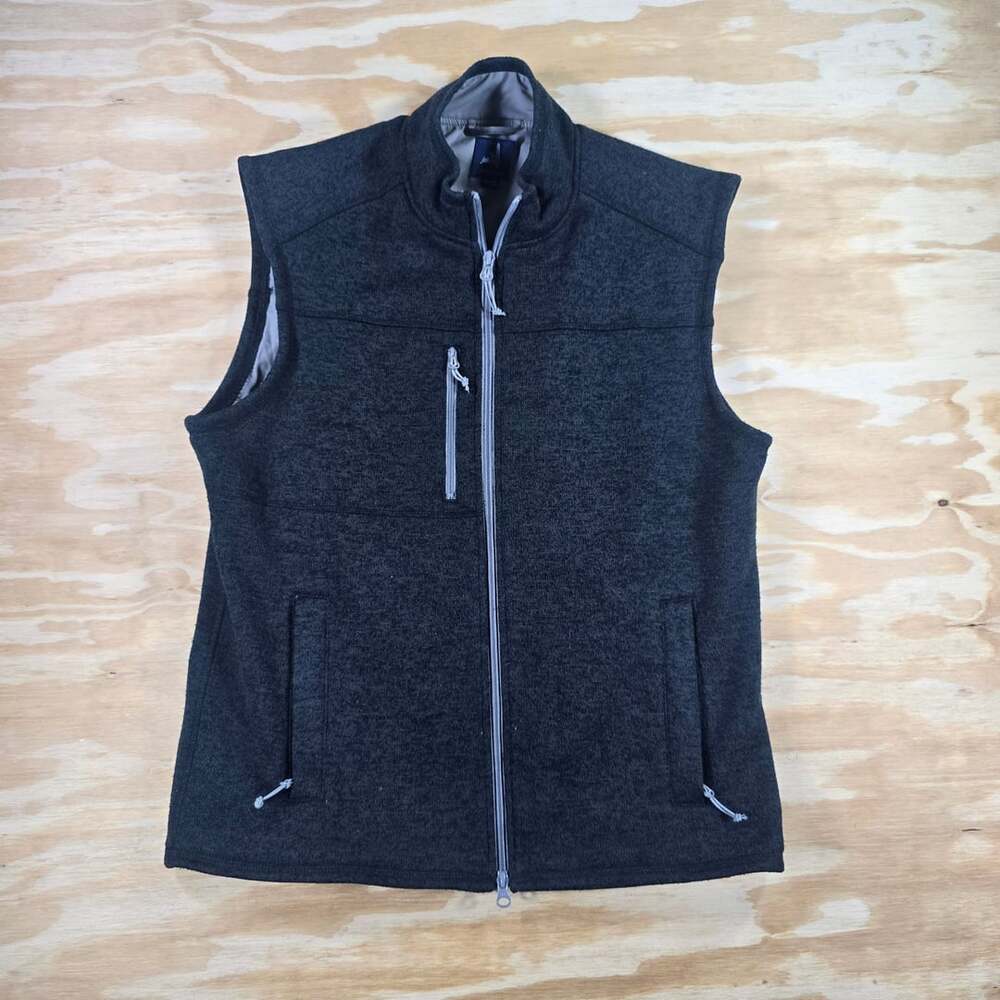 johnnie-O Wes Fleece Full Zip Vest Dark Grey Mens Medium